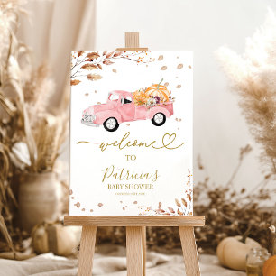 Pumpkin Fall Girl Baby Shower Welcome Sign