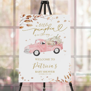 Pumpkin Fall Girl Baby Shower Welcome Sign