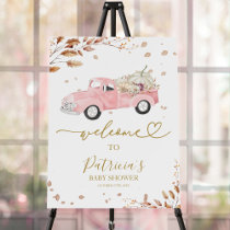 Pumpkin Fall Girl Baby Shower Welcome Sign