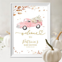 Pumpkin Fall Girl Baby Shower Welcome Sign