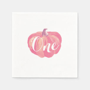 Pumpkin Fall Girl First Birthday Party Pink Napkins