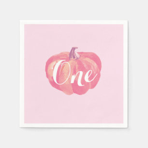 Pumpkin Fall Girl First Birthday Party Pink Napkins
