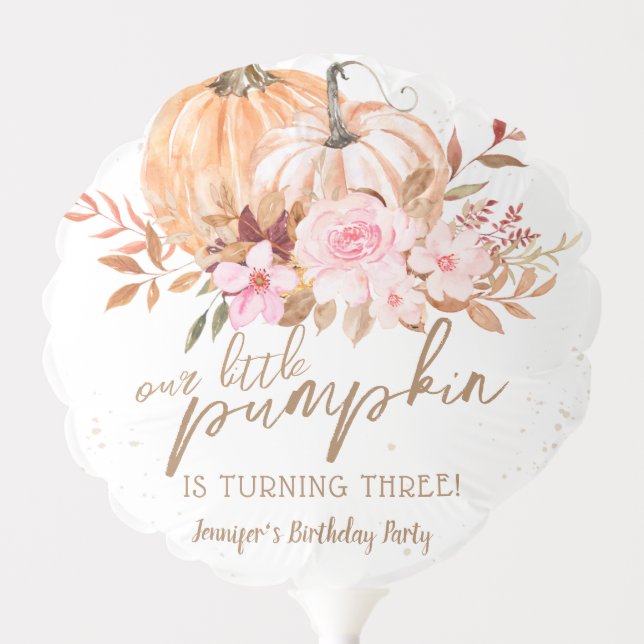 Pumpkin Fall Girls Birthday Party Balloon (Front)