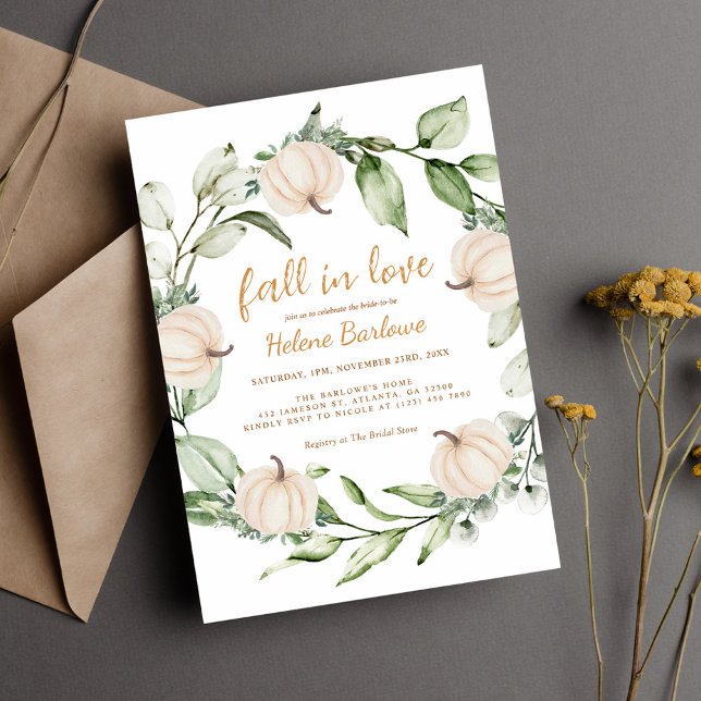 Pumpkin Fall Greenery Bridal Shower Invitation (Pumpkin Fall Greenery Bridal Shower Invitation)