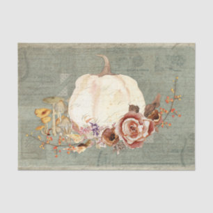 Pumpkin Fall Grey Orange Floral Mushroom Decoupage Tissue Paper