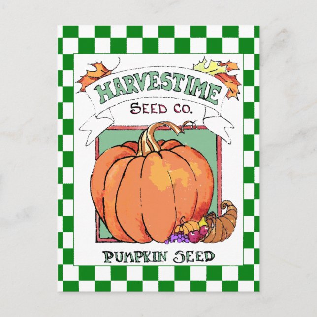 Pumpkin-Fall Harvest-Seed Packet Postcard (Front)