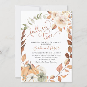 Pumpkin Fall in Love Autumn Bridal Couples Shower Invitation