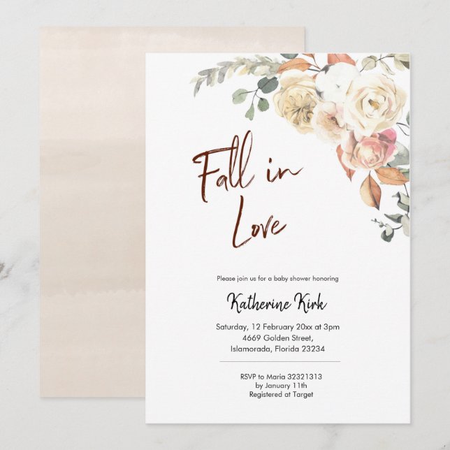 Pumpkin Fall in Love Baby Shower Invitation (Front/Back)