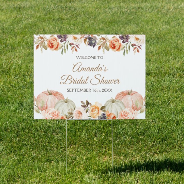 Pumpkin Fall In Love Bridal Shower Welcome Banner Sign (Insitu)