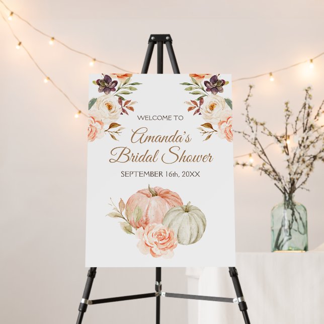 Pumpkin Fall In Love Bridal Shower Welcome Foam Board (In Situ (Stand))