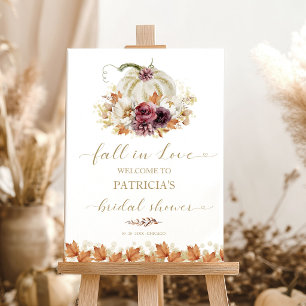 Pumpkin "Fall in Love" Bridal Shower Welcome Sign