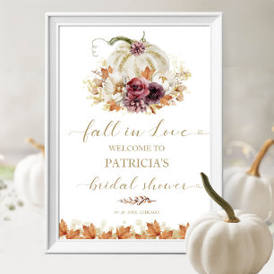 Pumpkin "Fall in Love" Bridal Shower Welcome Sign
