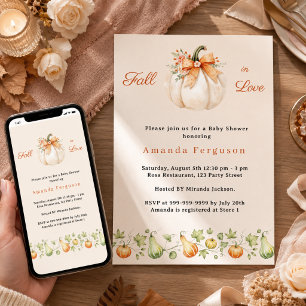 Pumpkin fall in love cream Bridal Shower Invitation