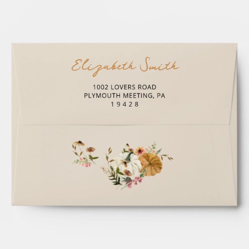 Pumpkin Fall in Love Fall Floral Bridal Shower Envelope