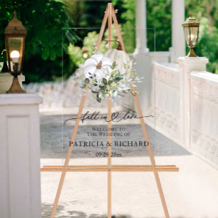 Pumpkin Fall in Love Wedding Welcome Acrylic Sign