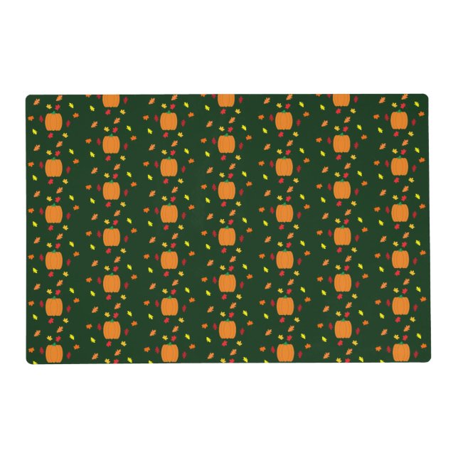 Pumpkin Fall Leaves Placemat (Front)