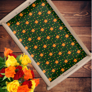 Pumpkin Fall Leaves Serving Tray