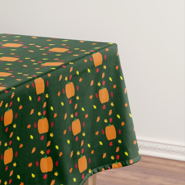 Pumpkin Fall Leaves Tablecloth (In Situ)