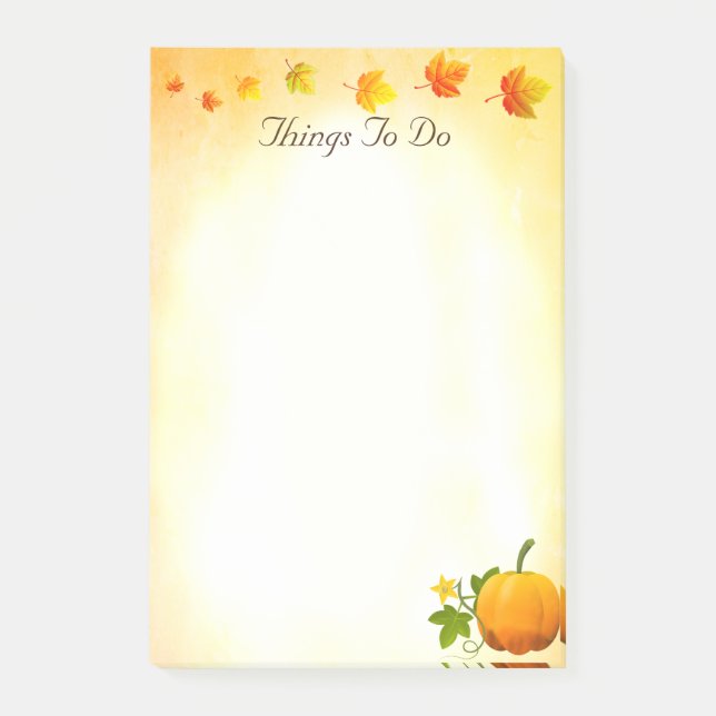 Pumpkin & Fall Leaves Things To Do Post-it Notes (Front)