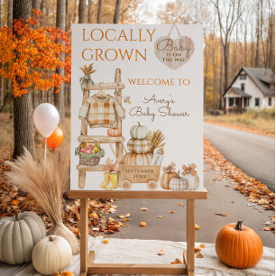 Pumpkin Fall Locally Grown Baby Shower Welcome Foam Board