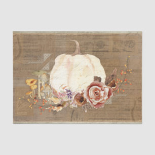 Pumpkin Fall Orange Floral Mushrooms Decoupage Art Tissue Paper