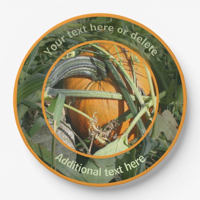 Pumpkin Fall Personalized Party  Paper Plates (Front)