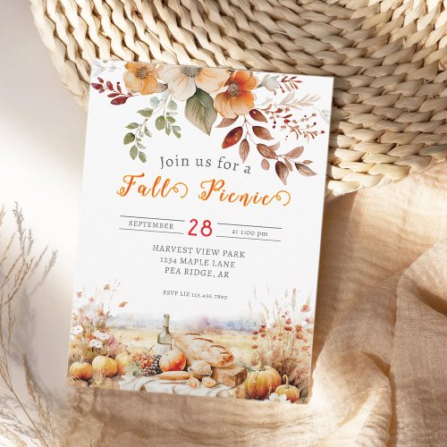 Pumpkin Fall Picnic Invitation