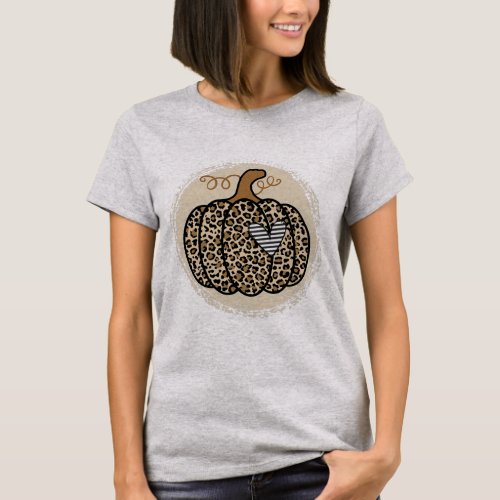 Pumpkin Fall Pumpkin Leopard Print Funny T_Shirt