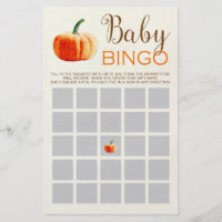 Pumpkin Fall Rustic Baby BINGO Baby Shower Game Flyer