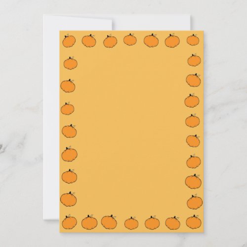 Pumpkin Fall Season Border Orange Background  Invitation