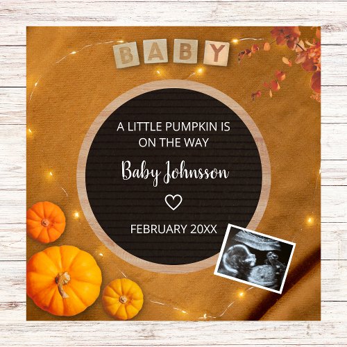 Pumpkin Fall Sonogram Ultrasound Photo Pregnancy Announcement