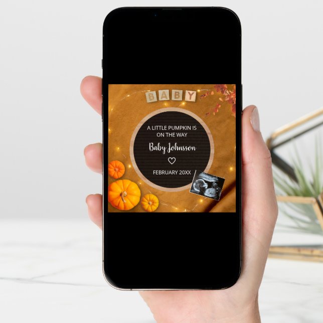 Pumpkin Fall Sonogram Ultrasound Photo Pregnancy Announcement (Front Digital)
