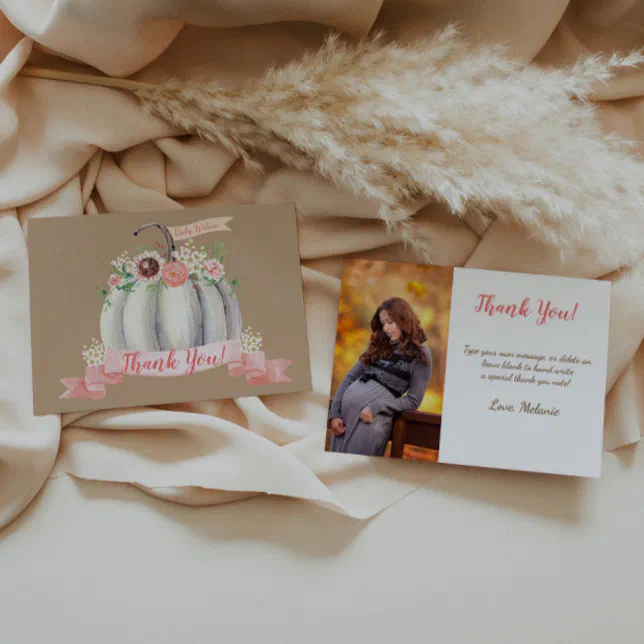 Pumpkin Fall Thank You Card Baby Shower | Zazzle