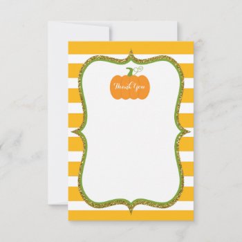 Pumpkin Fall Thank You Card For Girl Or Boy by seasidepapercompany at Zazzle
