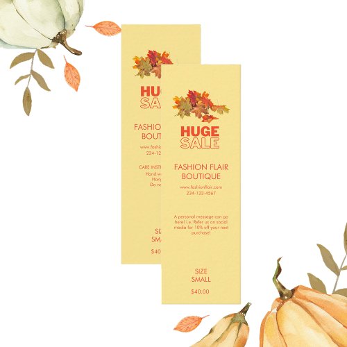 Pumpkin Fall Theme Clothing Boutique Price Calling Card