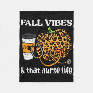 Pumpkin Fall Vibes Nurse Halloween Thanksgiving Sc Fleece Blanket