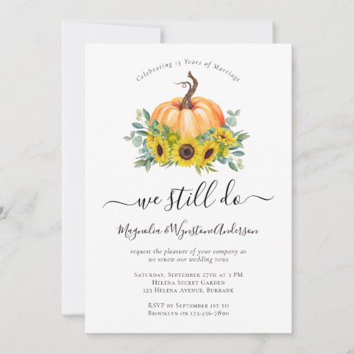 Pumpkin Fall Vow Renewal Invitation