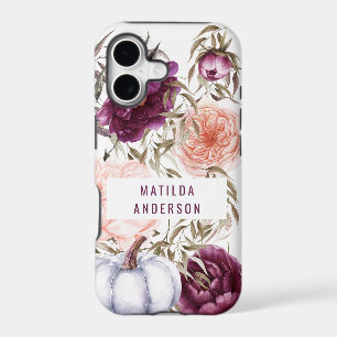 pumpkin fall watercolor floral purple cute iPhone 17 case