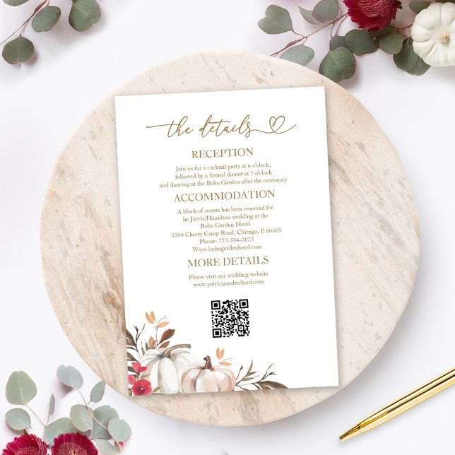 Pumpkin Fall Wedding Details Enclosure Cards (Creator Uploaded)