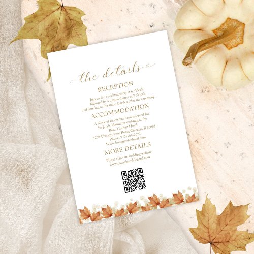 Pumpkin Fall Wedding Details Enclosure Cards