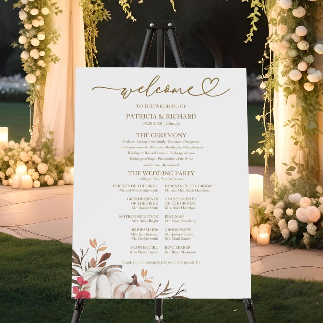 Pumpkin Fall Wedding Program Sign (Creator Uploaded)
