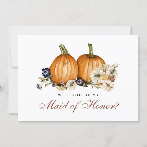 Pumpkin Fall Wedding Will You Be My Made of Honor Invitation