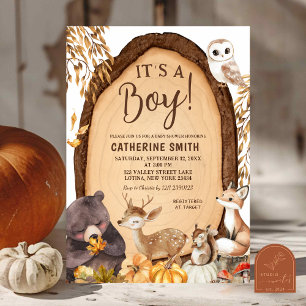 Pumpkin Fall Woodland Animal Baby Shower Invitati Invitation