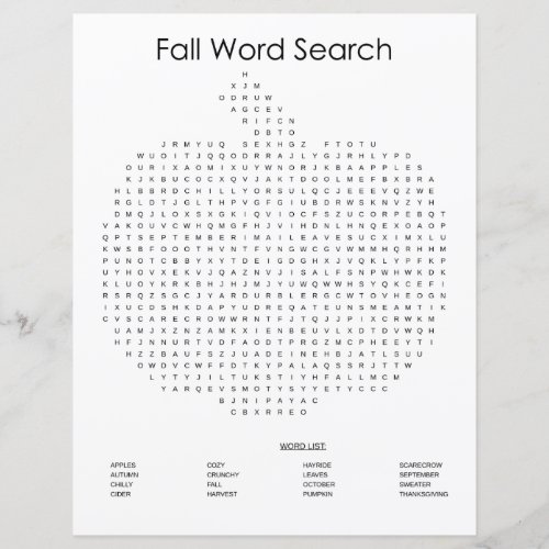 Pumpkin Fall Word Search