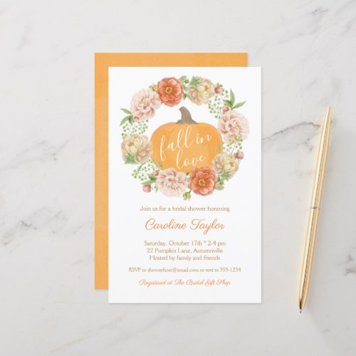 Pumpkin Fall Wreath Bridal Shower Invitation