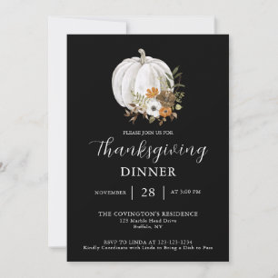Pumpkin Family Friends Thanksgiving Dinner Invitation