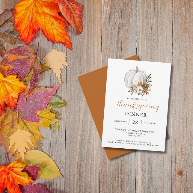 Pumpkin Family Friends Thanksgiving Dinner Invitation (Creator Uploaded)