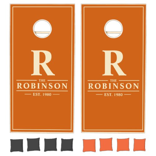 Pumpkin Family Name & Initial Cornhole Set