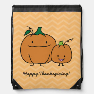 Pumpkin family parent child Thanksgiving Halloween Drawstring Bag