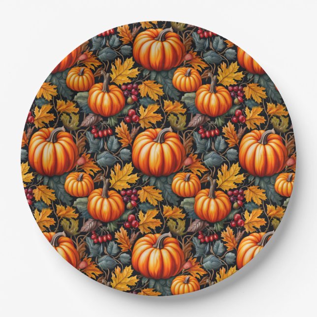 Pumpkin Fancy  Paper Plates (Front)